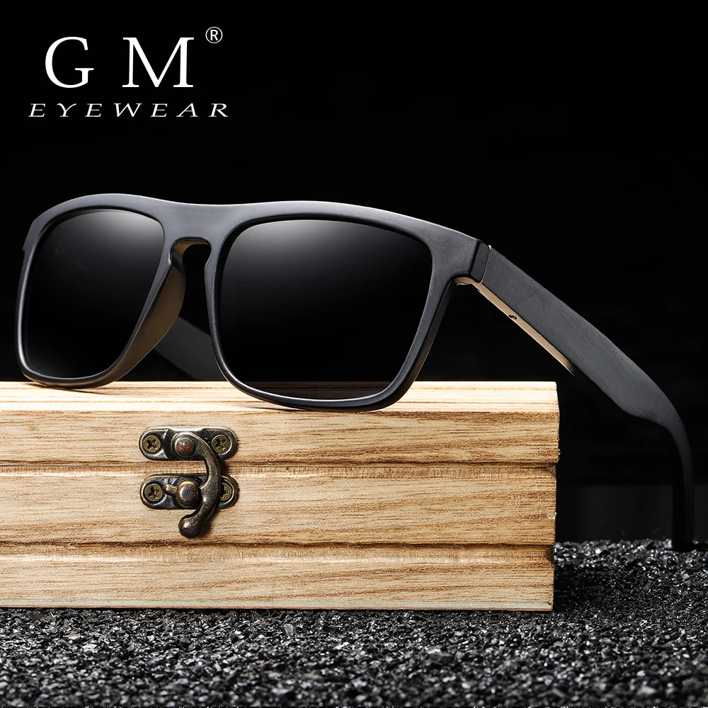 GM Black Wooden Polarized Sunglasses for Men