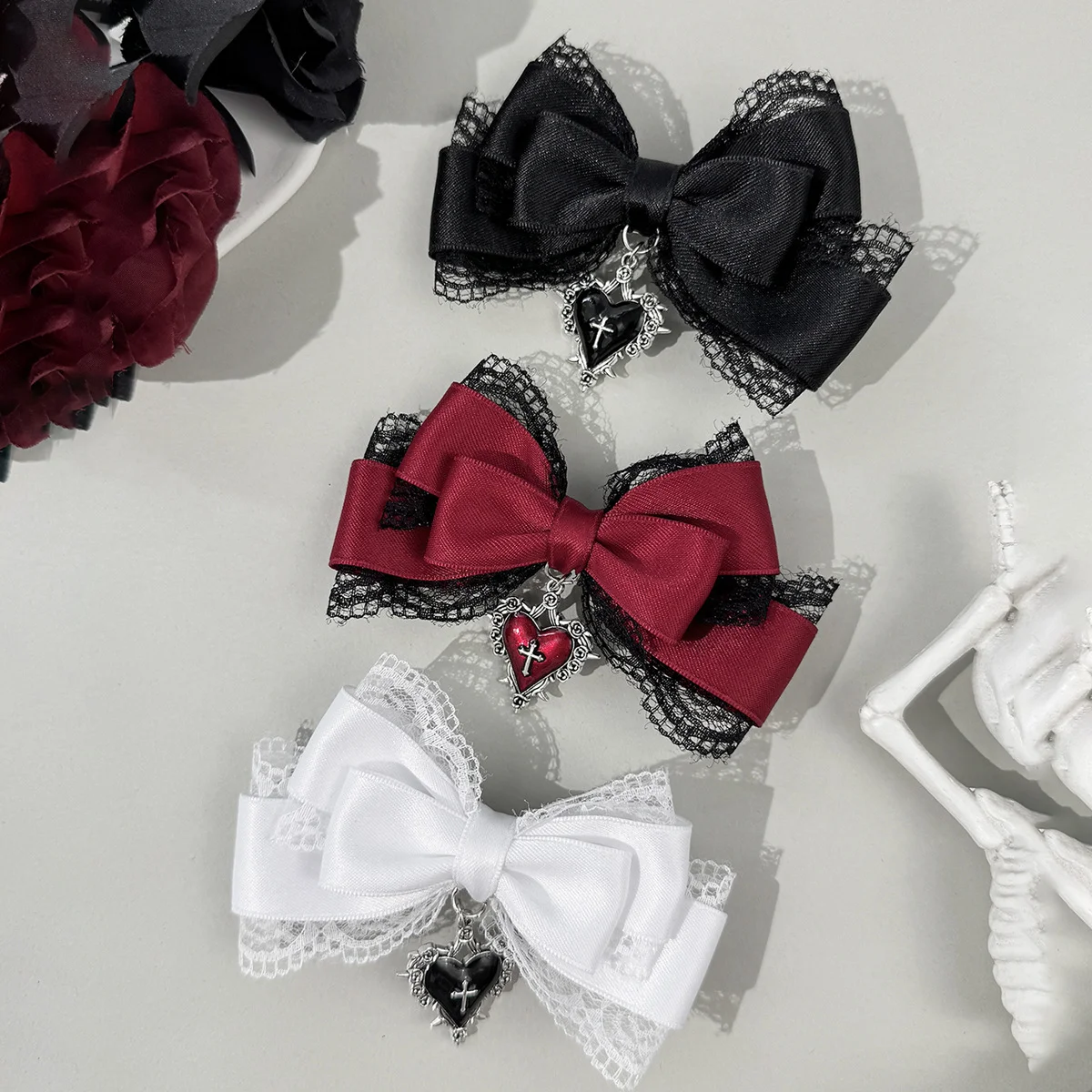 Gothic Lolita Black Ribbon Hair Clip