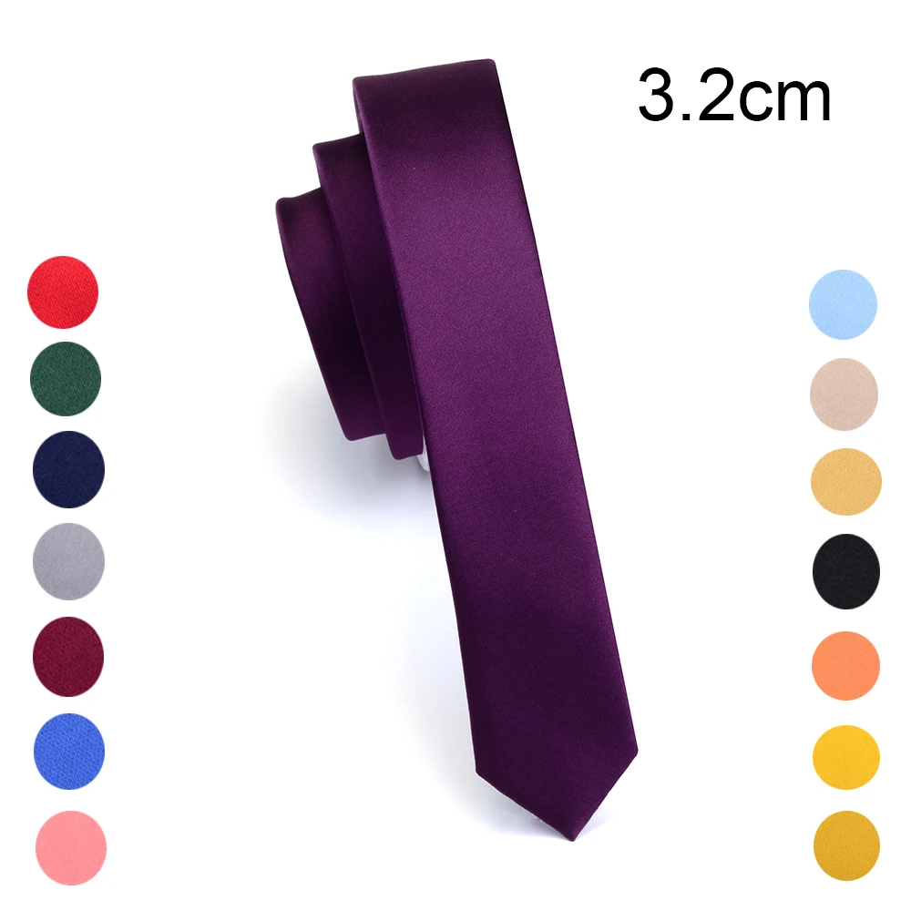GUSLESON Super Slim Satin Neckties for Men