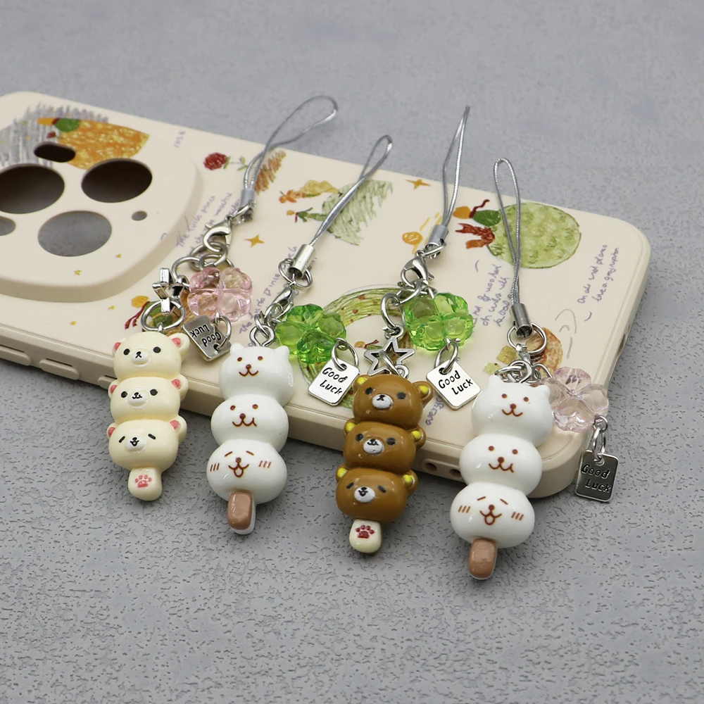 Kawaii Dango Bear and Cat Phone Charm