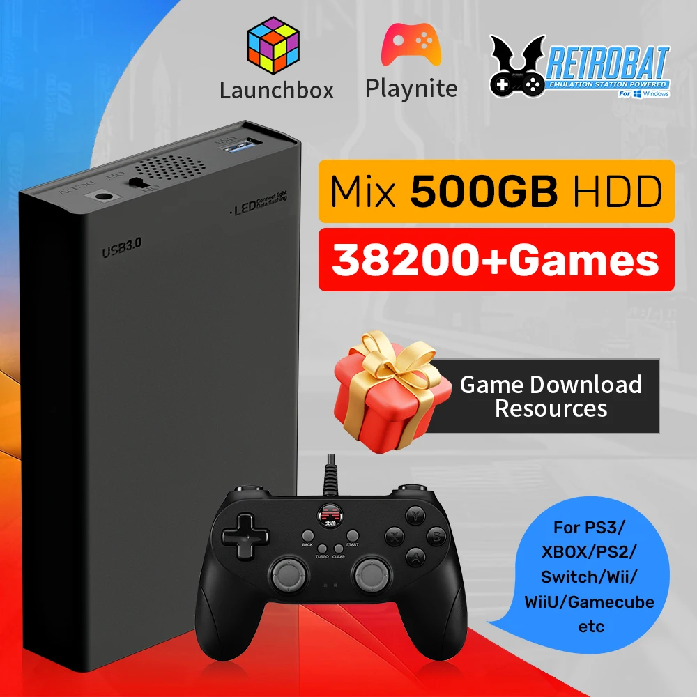 وحدة تحكم ألعاب فيديو Retrobat بسعة 500 جيجابايت