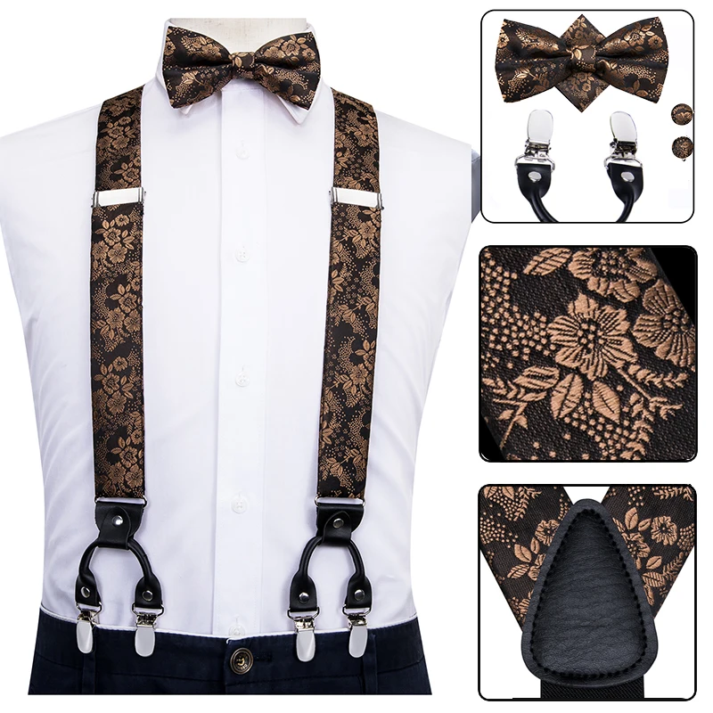 Vintage Floral Men’s Silk Suspenders Set