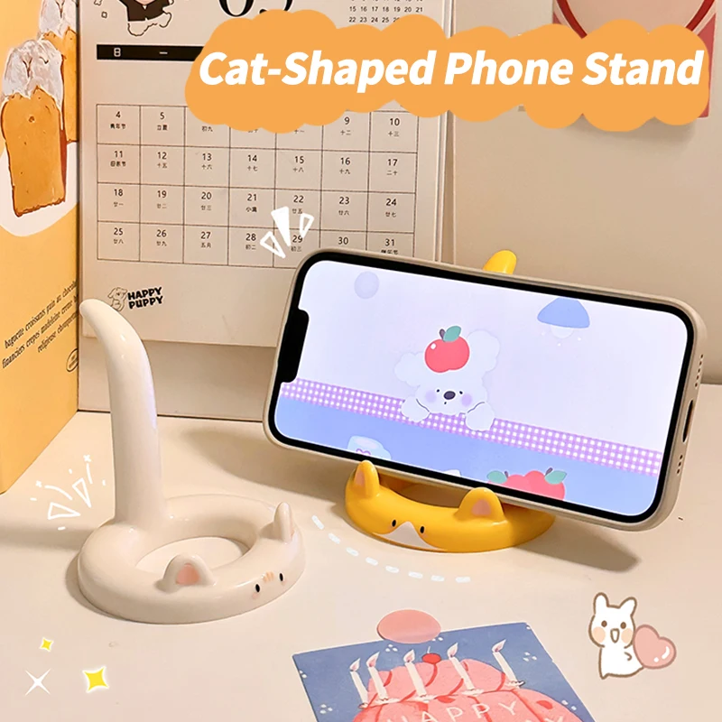 Cute Cartoon Cat Phone Stand for Desk