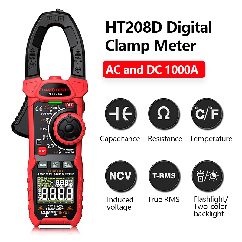 HT208A/D Digital Clamp Meter Multimeter