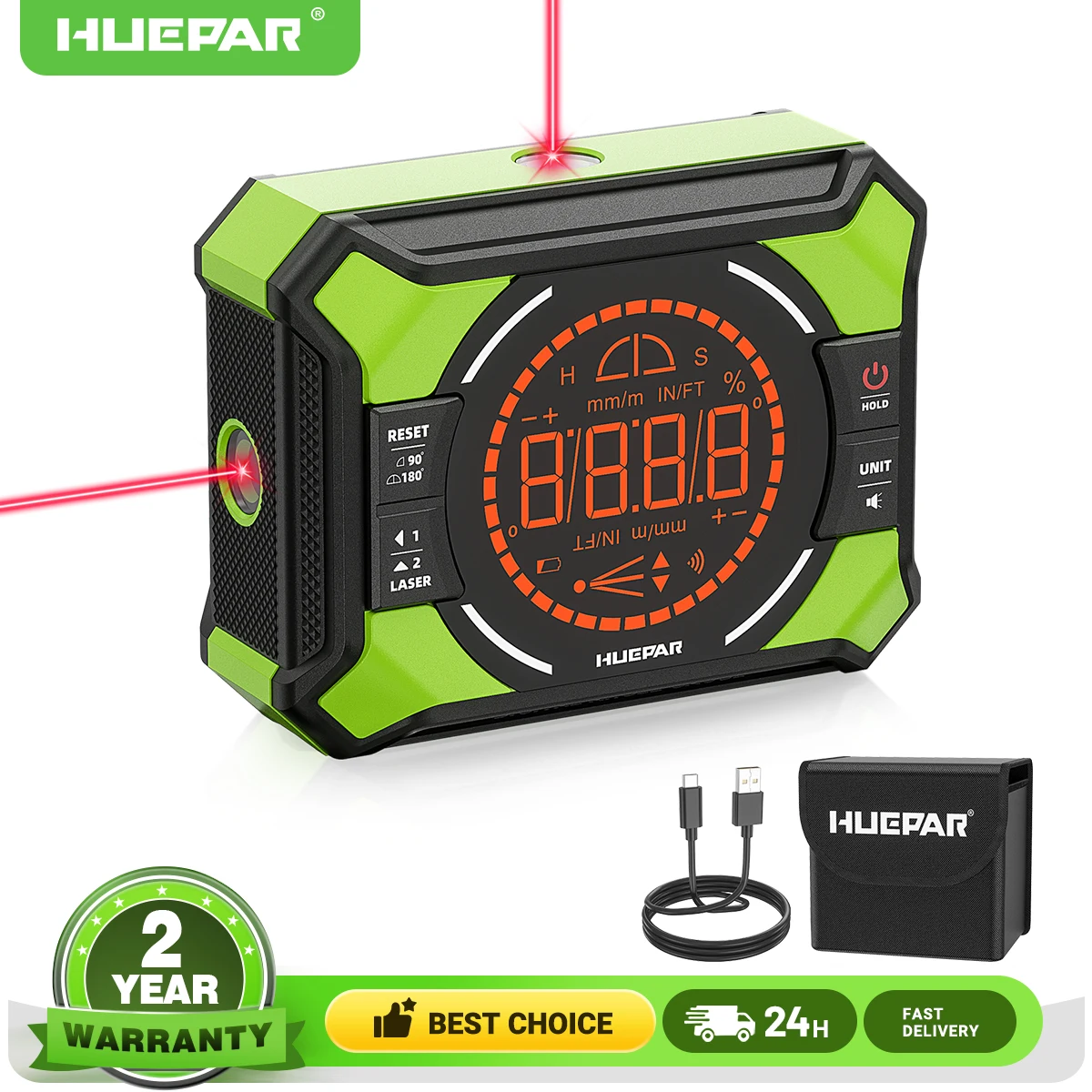 مقياس زاوية الليزر الرقمي من Huepar