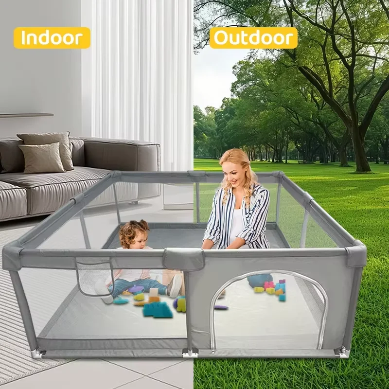 IMBABY سياج أنشطة الأطفال الرمادي