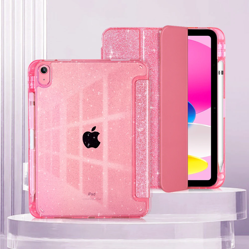 حافظة لامعة لجهاز iPad مع حامل قلم