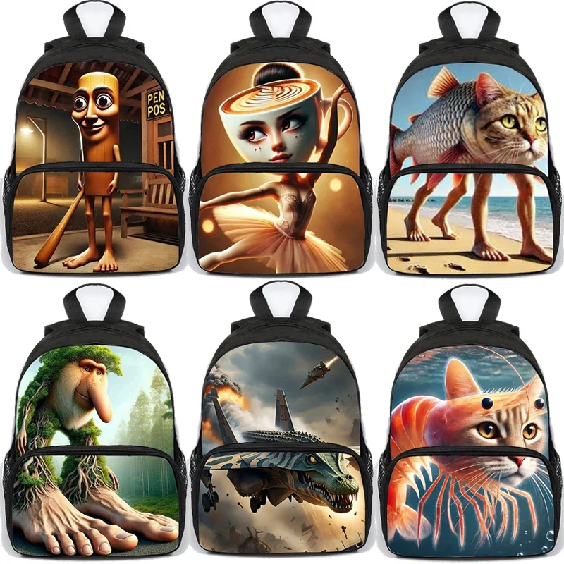Cartoon Print Backpack for School Kids