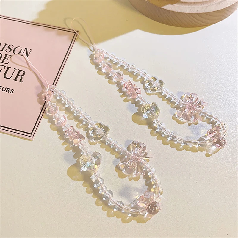 Korean Pink Bear Phone Strap Charm