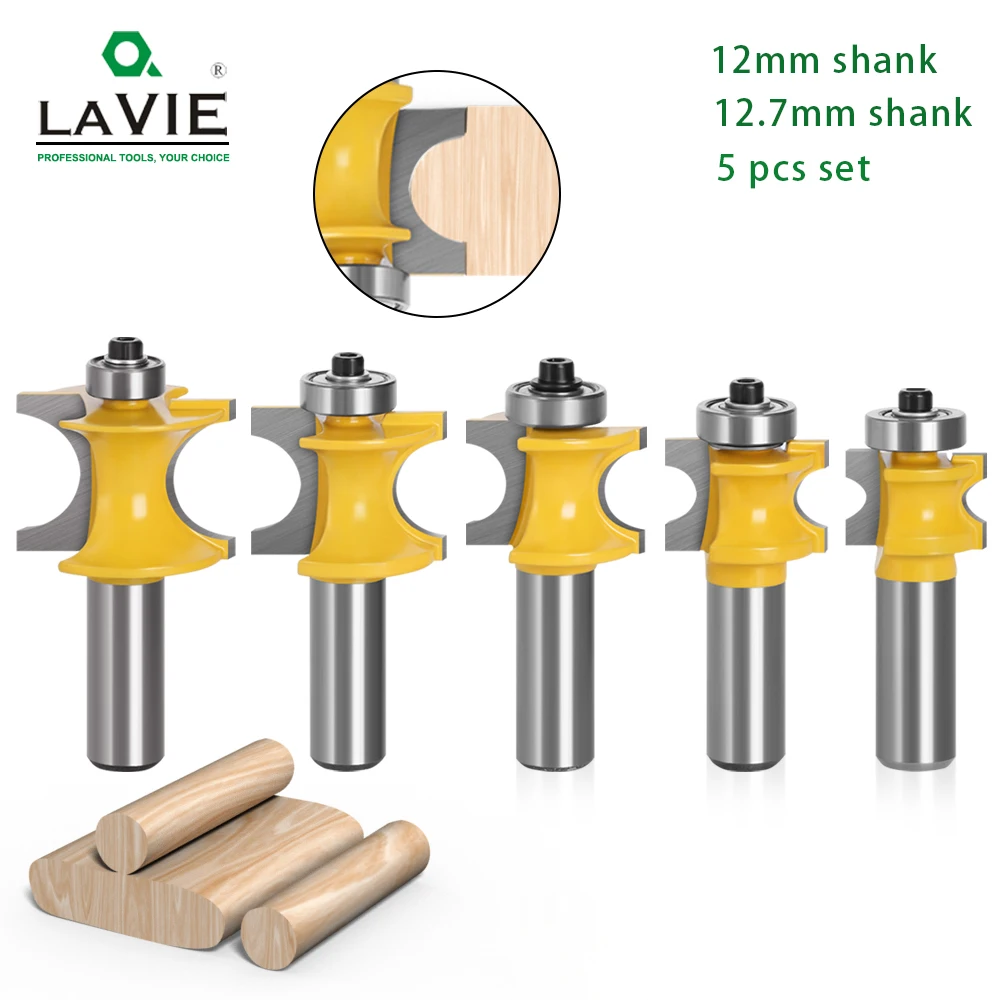 LAVIE 5 PCS Bullnose Half Round Bit Set