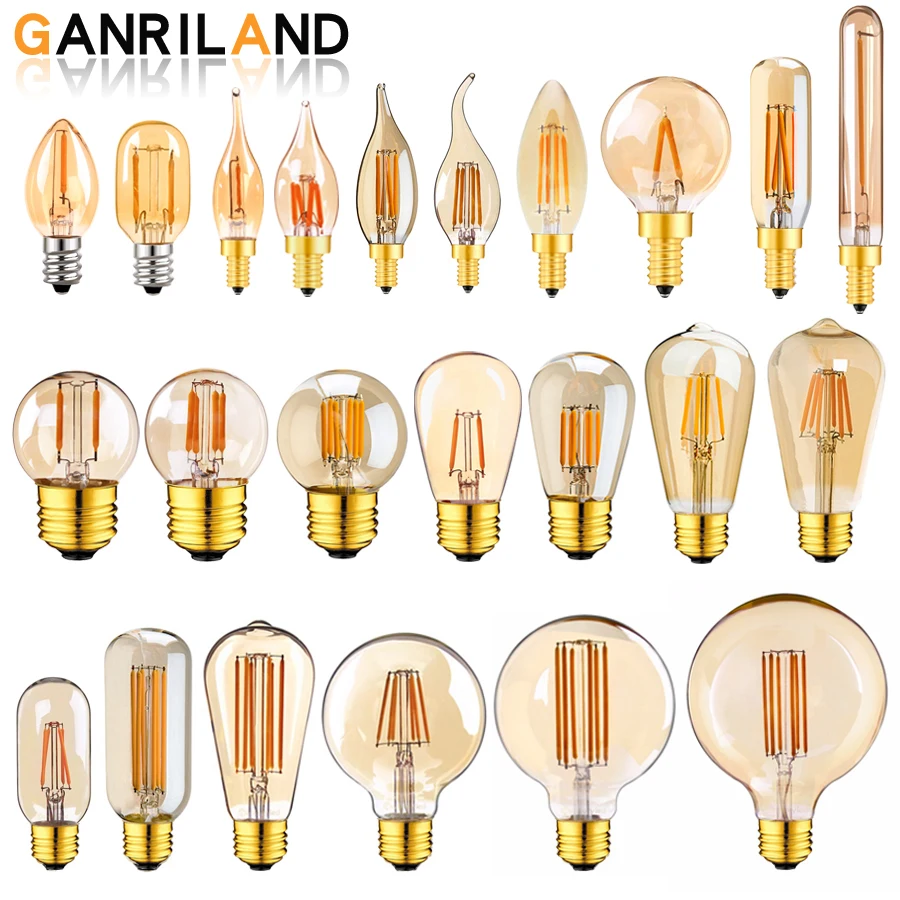 مصباح LED E14 E27 بتصميم عتيق
