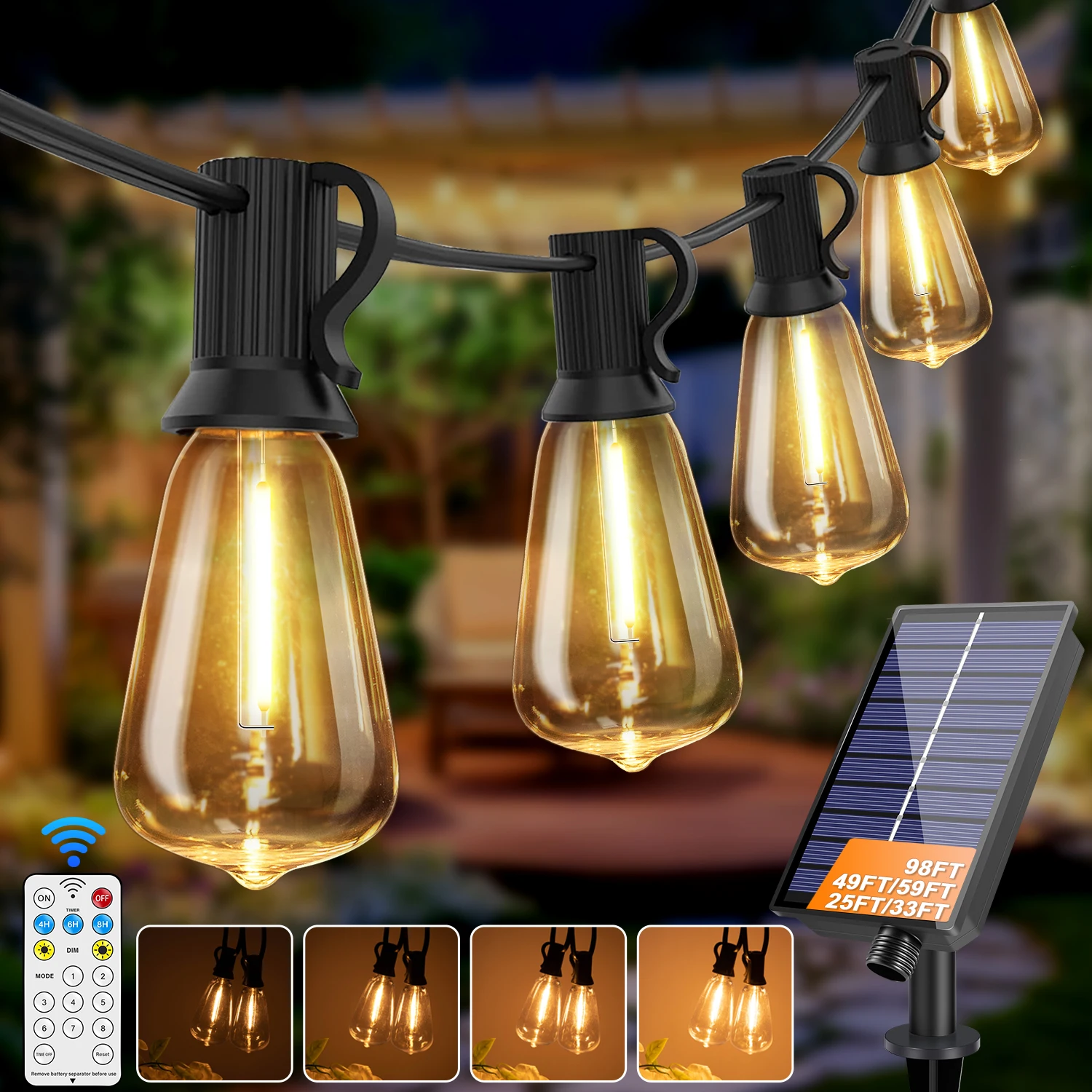 أضواء فناء شمسية LED للتحكم عن بعد