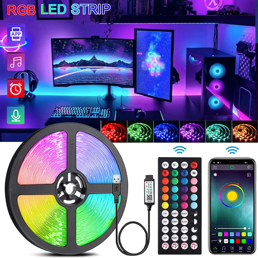 أضواء شريط LED RGB مع تحكم عن بعد