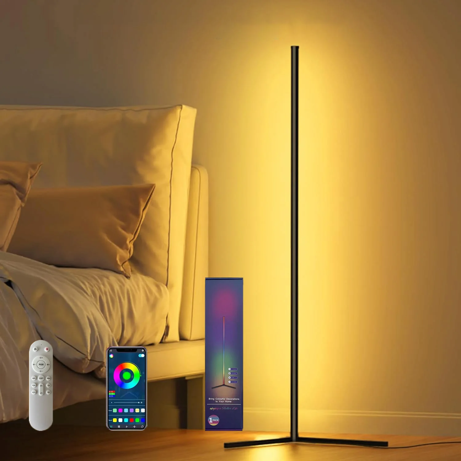 مصباح أرضي LED ذكي متعدد الألوان