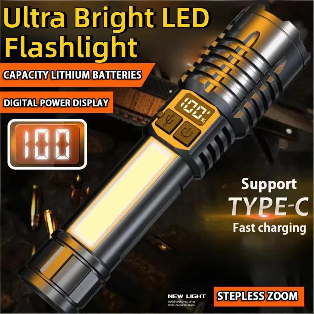 مصباح يدوي LED عالي الطاقة قابل لإعادة الشحن