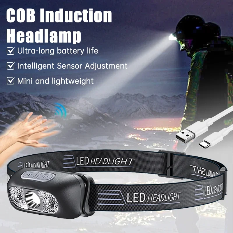 مصباح رأس محمول مع مستشعر LED