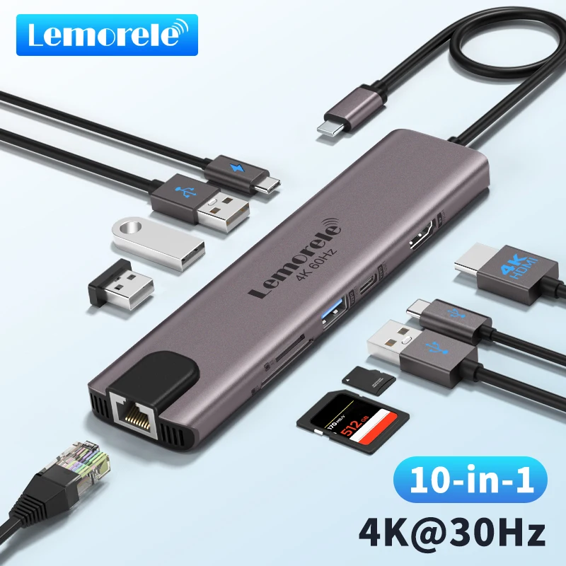 محطة إرساء Lemorele 10 في 1 USB C