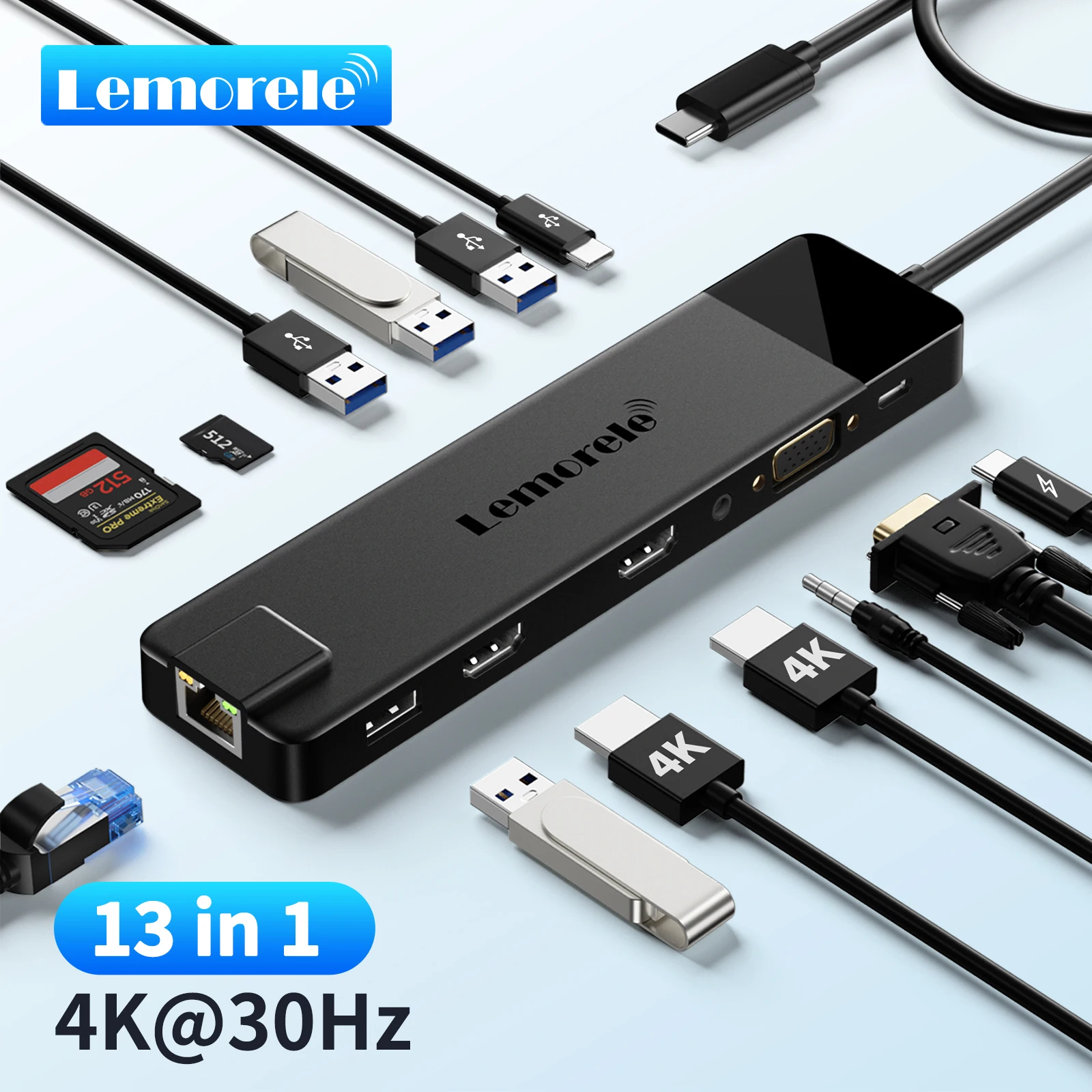 محطة إرساء USB C مع HDMI وVGA