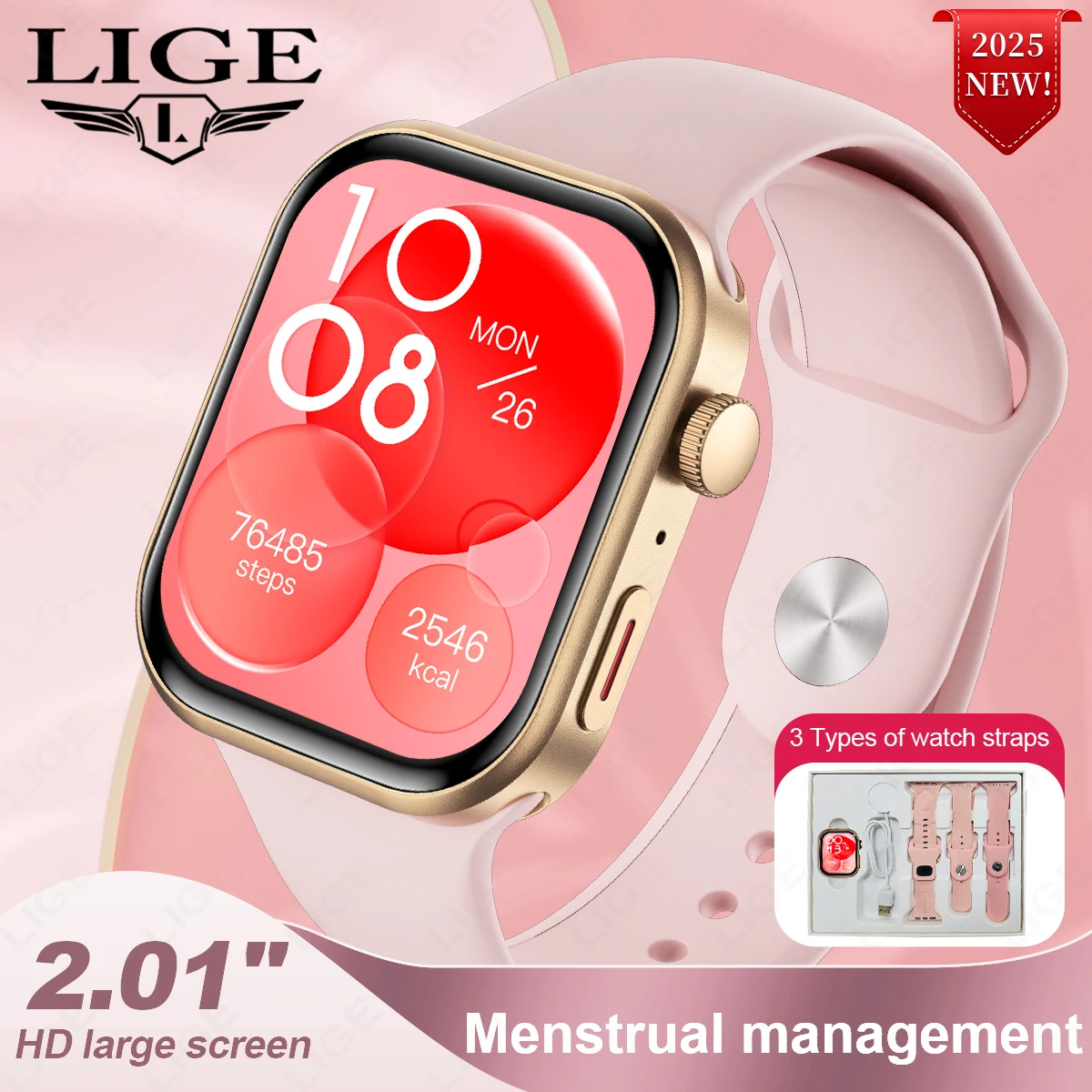 LIGE Ultra Smart Watch with 3 Straps