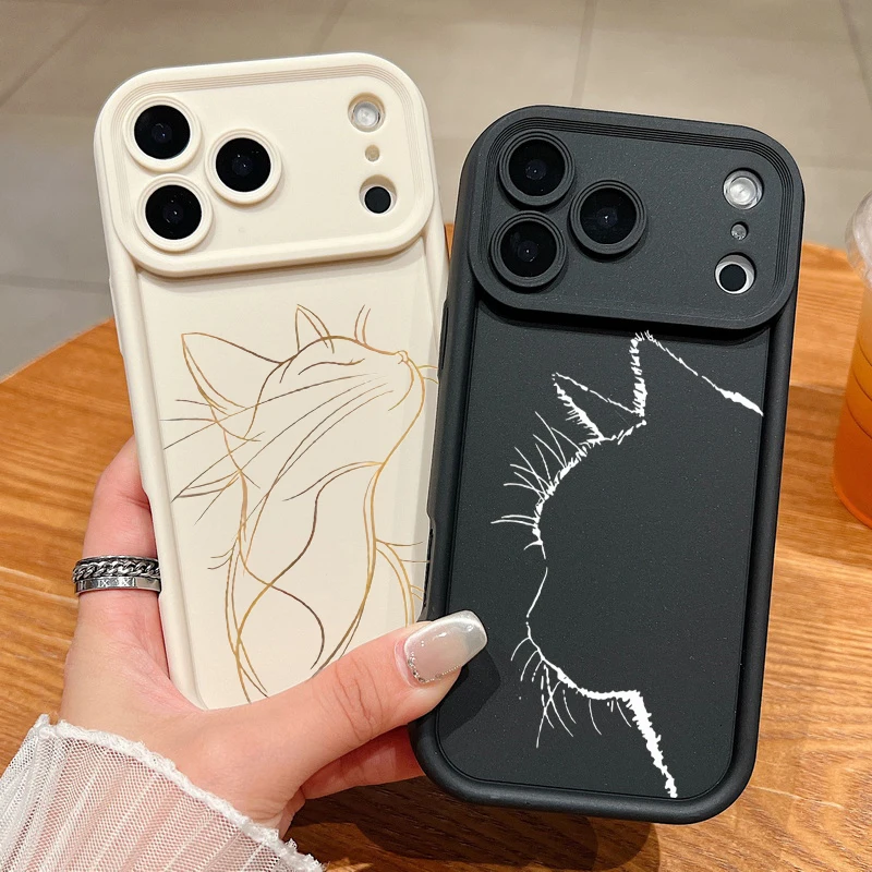 Cute Line Cat Case for Motorola Edge