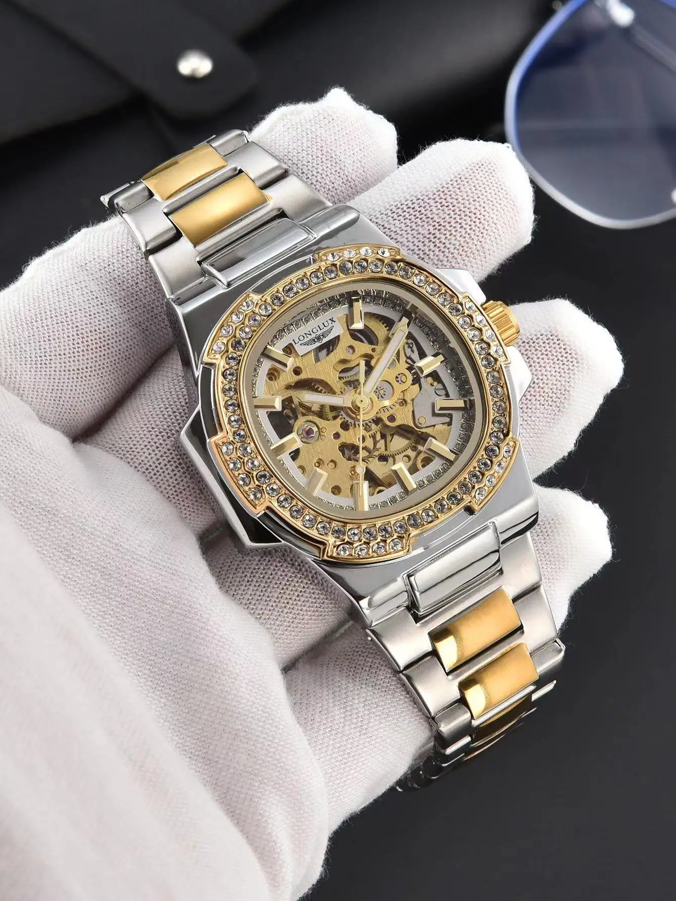 ساعة LONGLUX أوتوماتيكية فاخرة للرجال