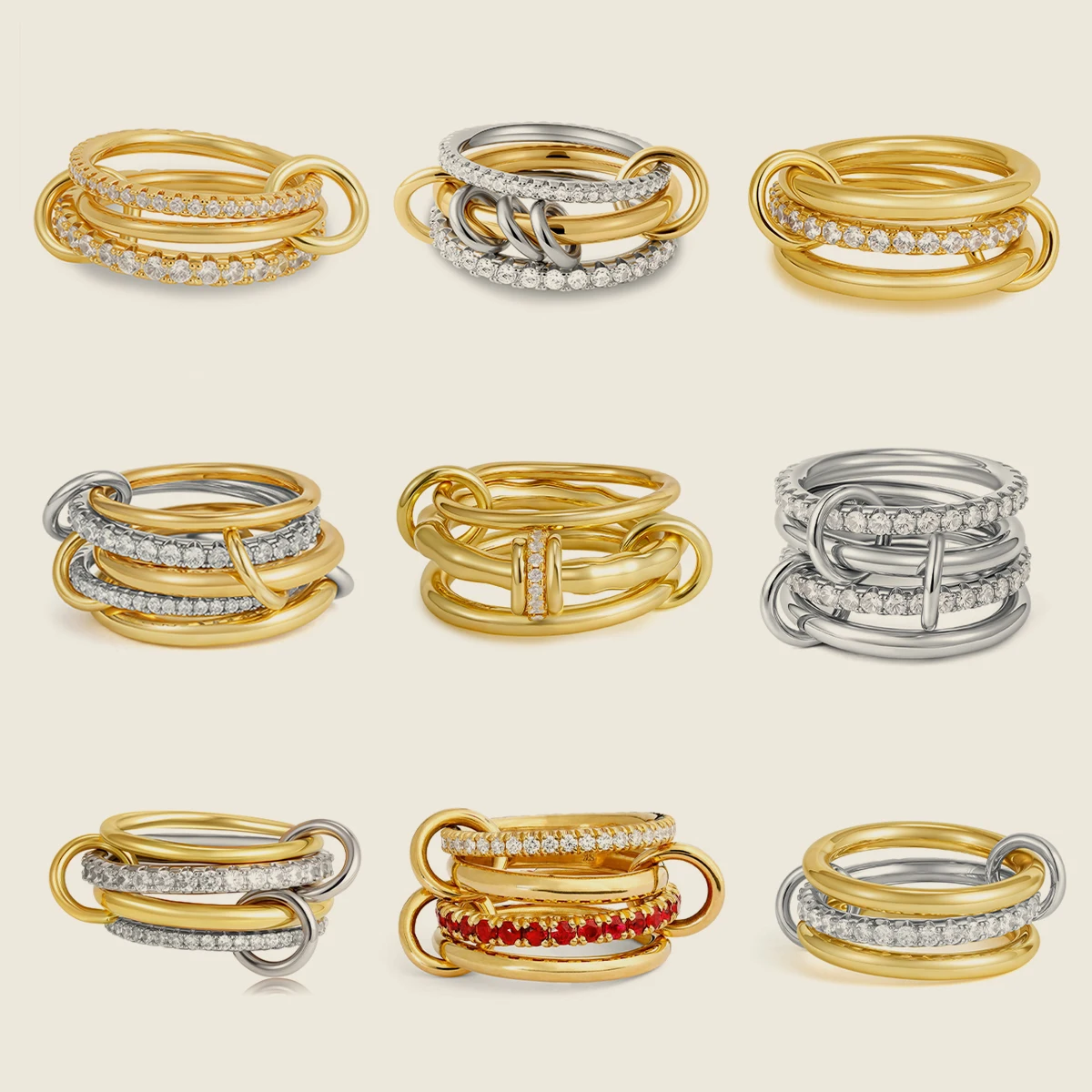 Luxury Gold Plated Stackable Rings Set