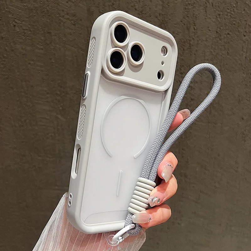 Luxury Matte Transparent Phone Case with Lanyard