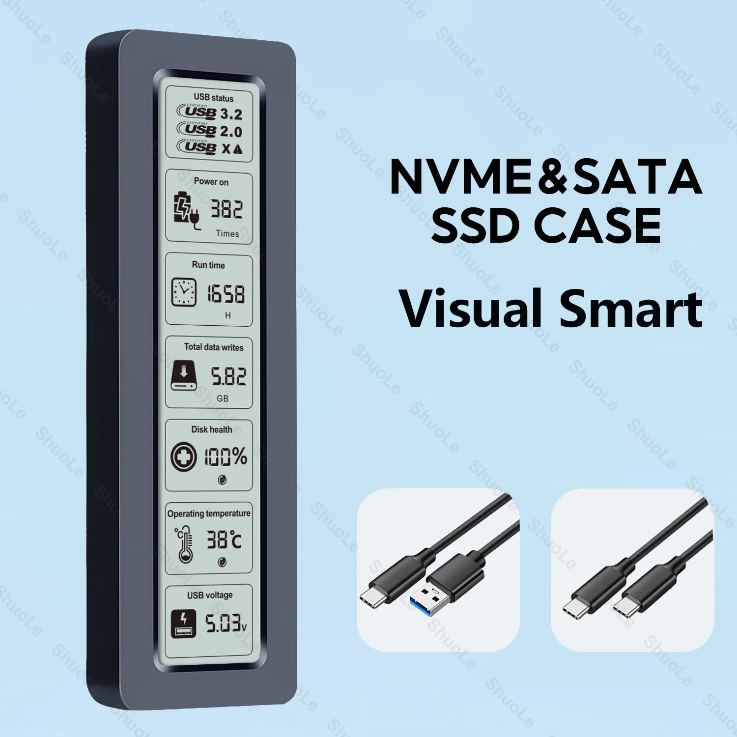 حافظة SSD NVMe SATA مرئية USB 3.2