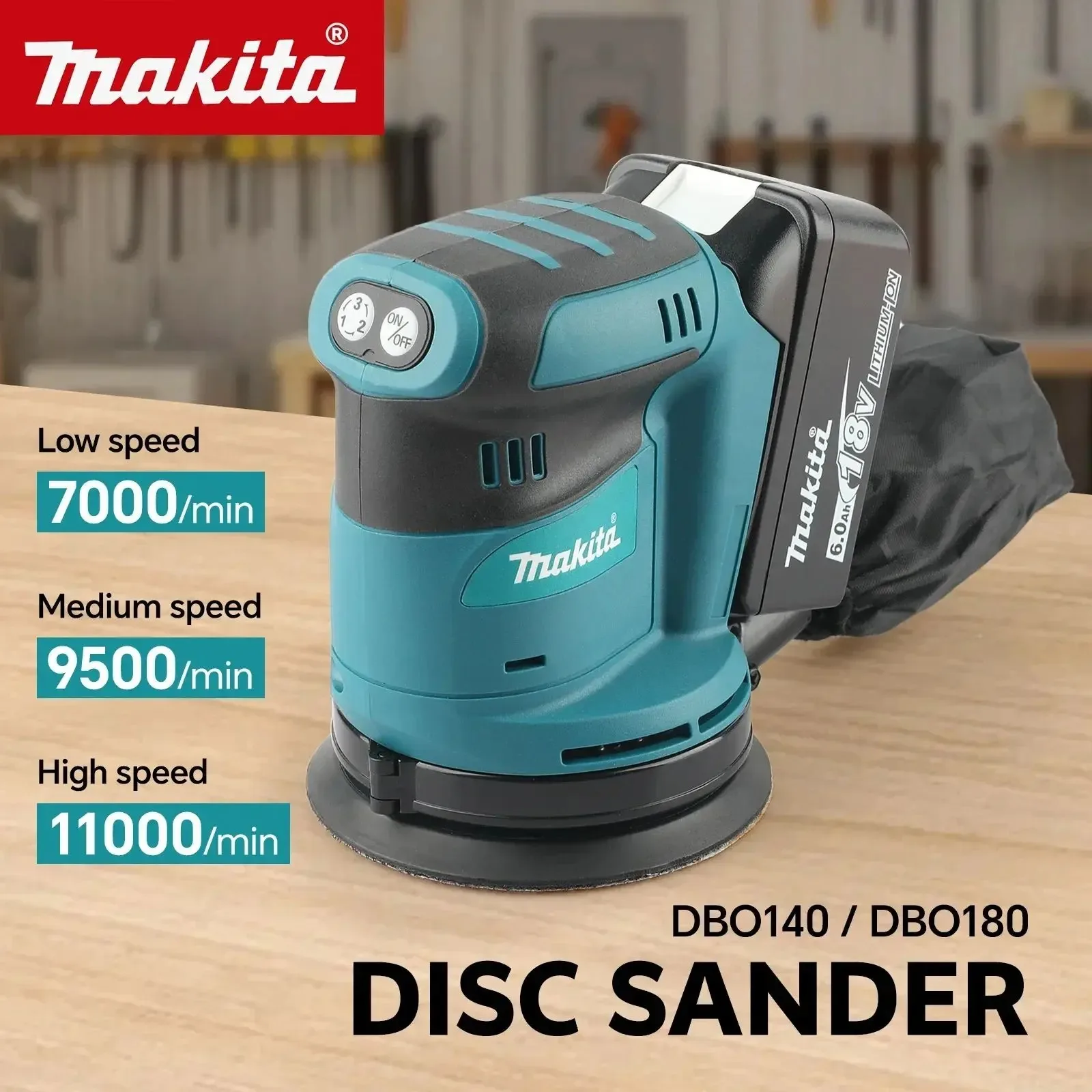 Makita 18V Cordless Random Orbit Sander