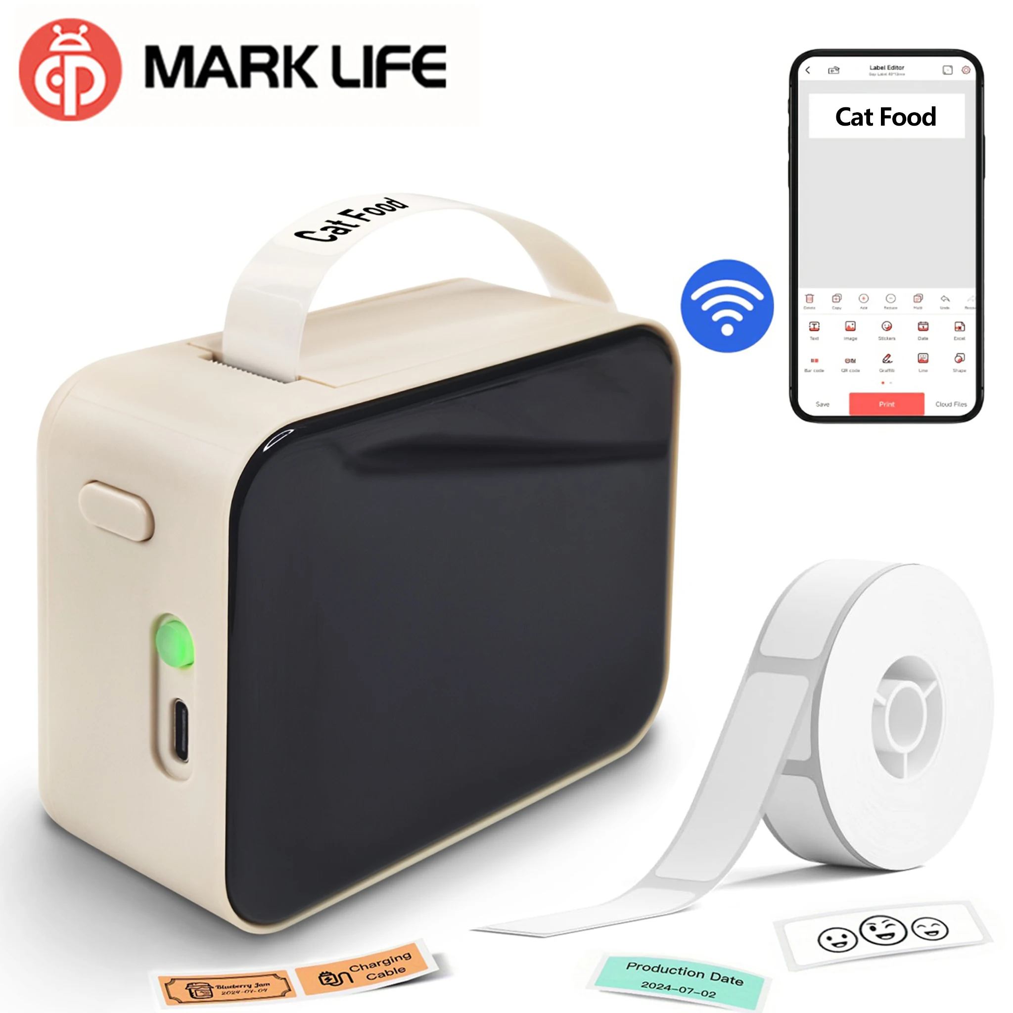 طابعة ملصقات محمولة صغيرة Marklife P15