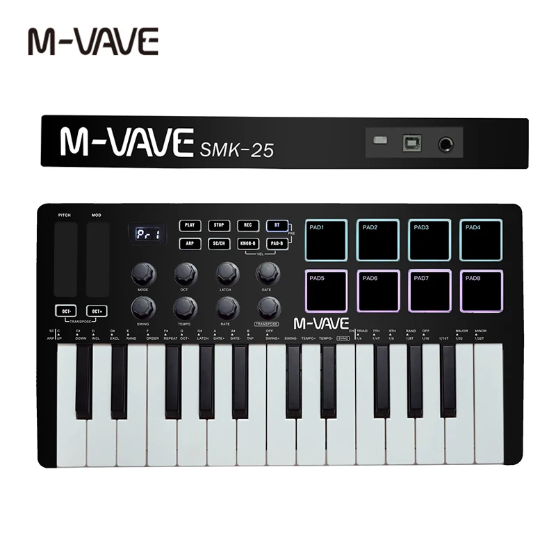 وحدة تحكم MIDI محمولة ب25 مفتاح