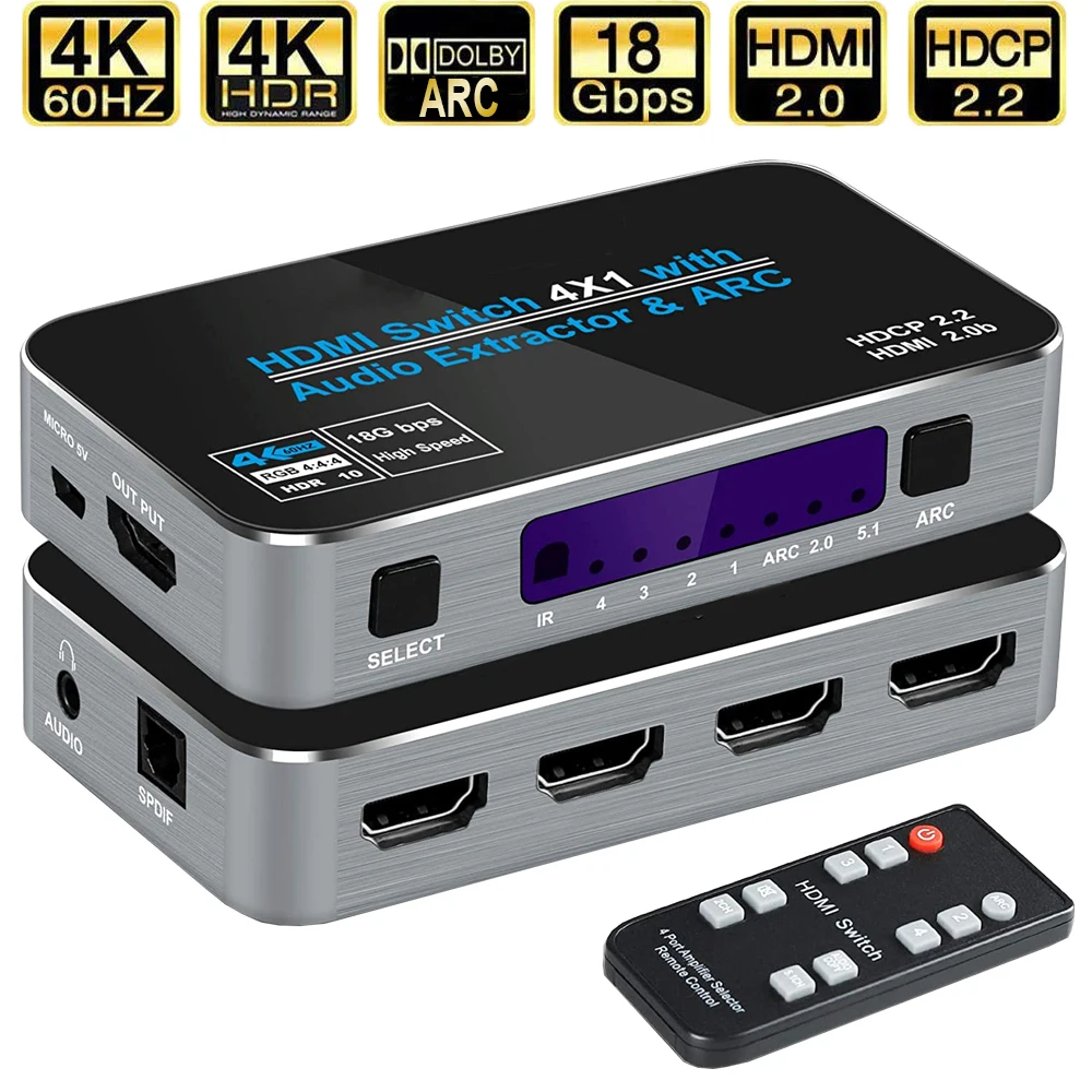 4K HDMI Switch Audio Extractor with ARC