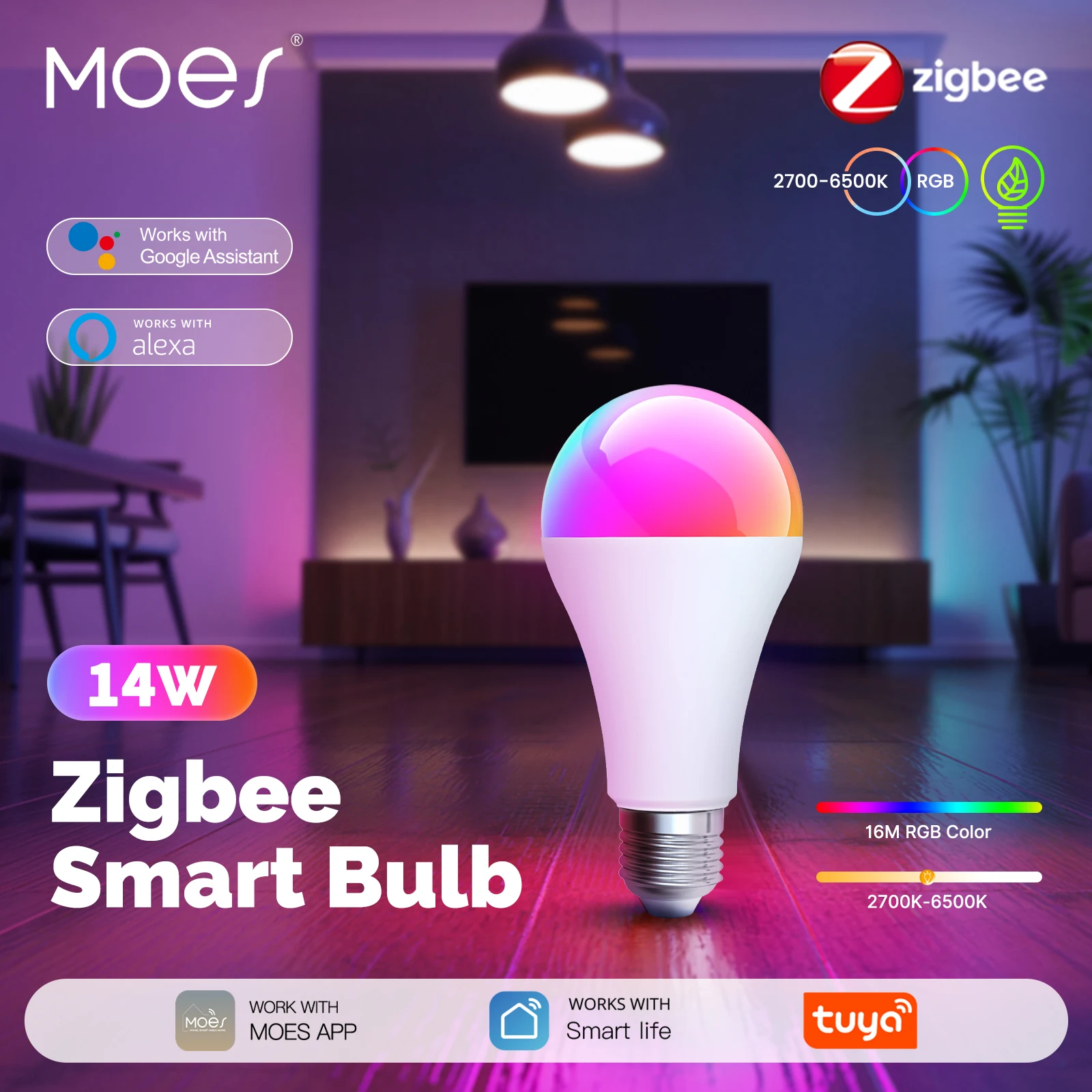 لمبة زيجبي مويس الذكية 14W RGB