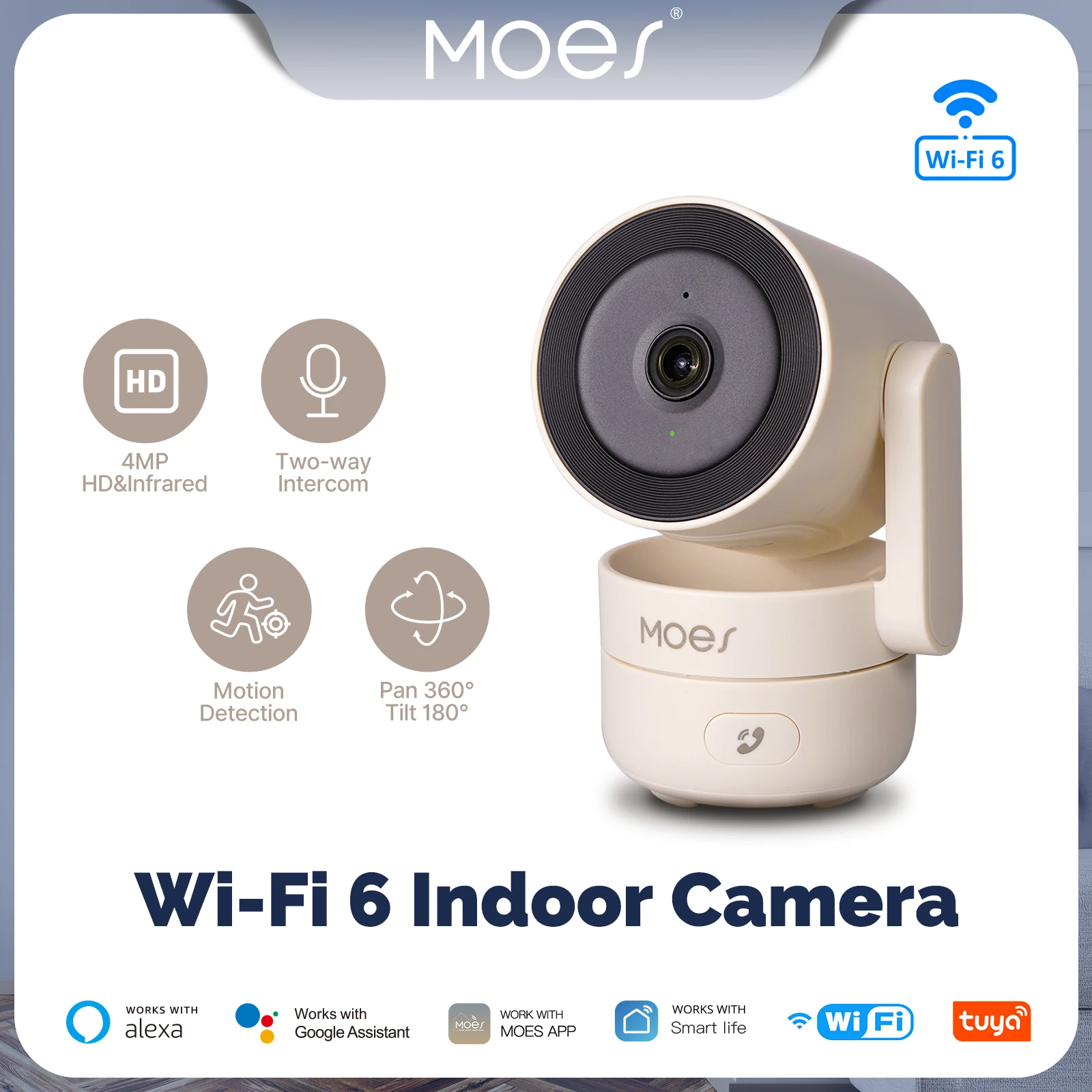 كاميرا MOES Tuya Wi-Fi 6 الأمان الذكية