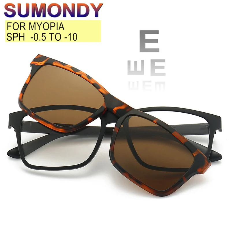 Customizable Myopia Glasses with Clip-On Sunglasses