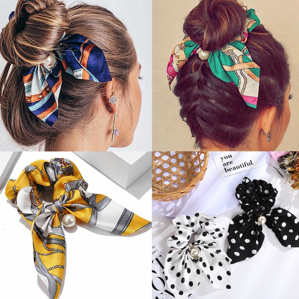 Chiffon Bowknot Silk Hair Scrunchies