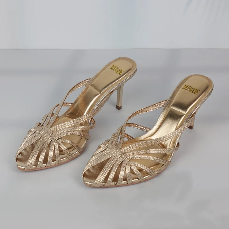 Luxury Gold Hollow Thin Strip Heels