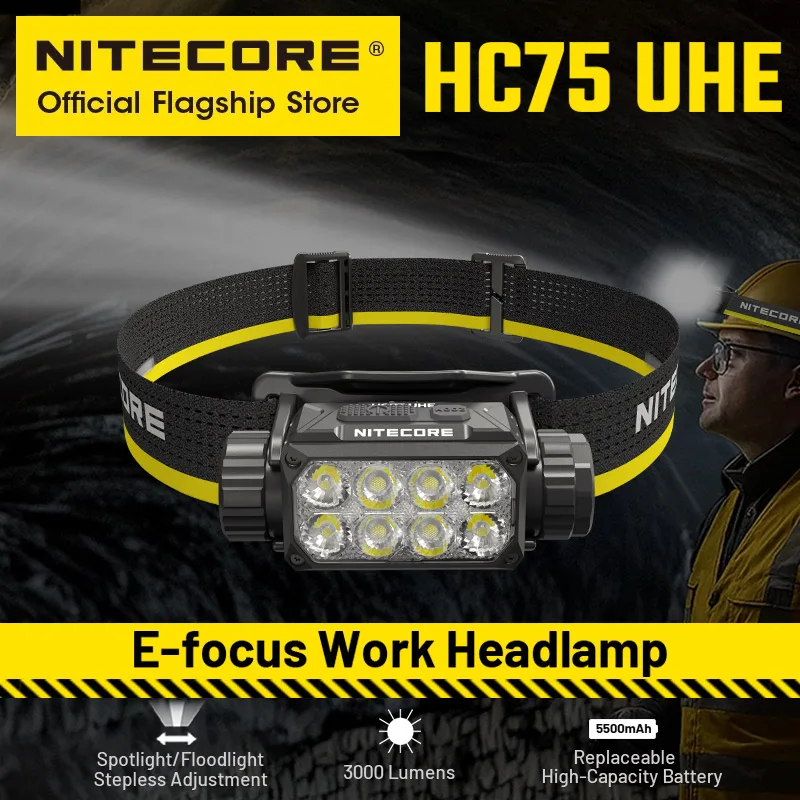 كشاف NITECORE HC75 قوي وقابل لإعادة الشحن