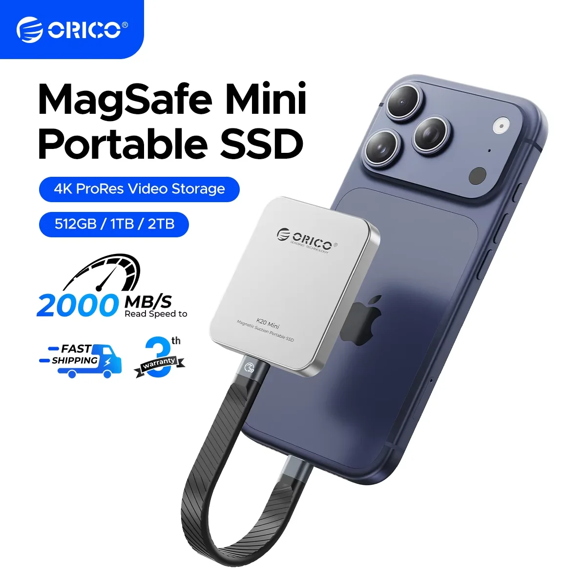 محرك SSD خارجي مغناطيسي لهاتف iPhone