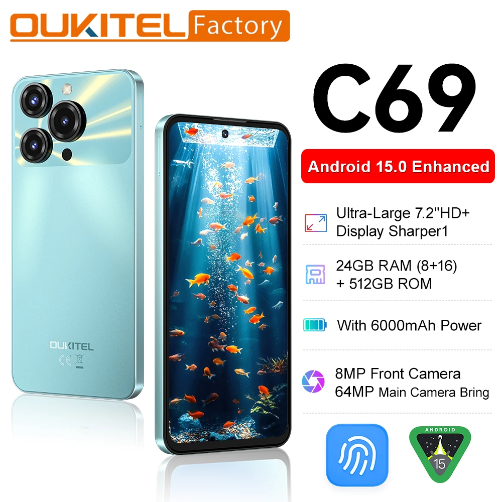 هاتف OUKITEL C69 بشاشة 7.2 بوصة
