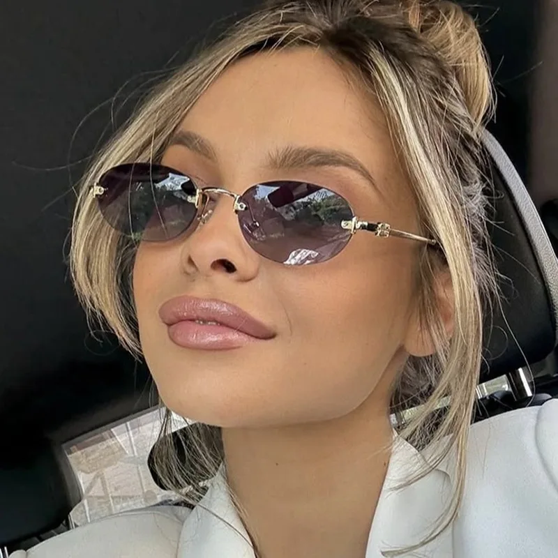 Trendy Oval Frameless Retro Sunglasses