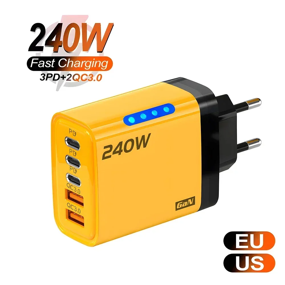 شاحن PD 240 واط نوع C سريع ومتعدد المنافذ