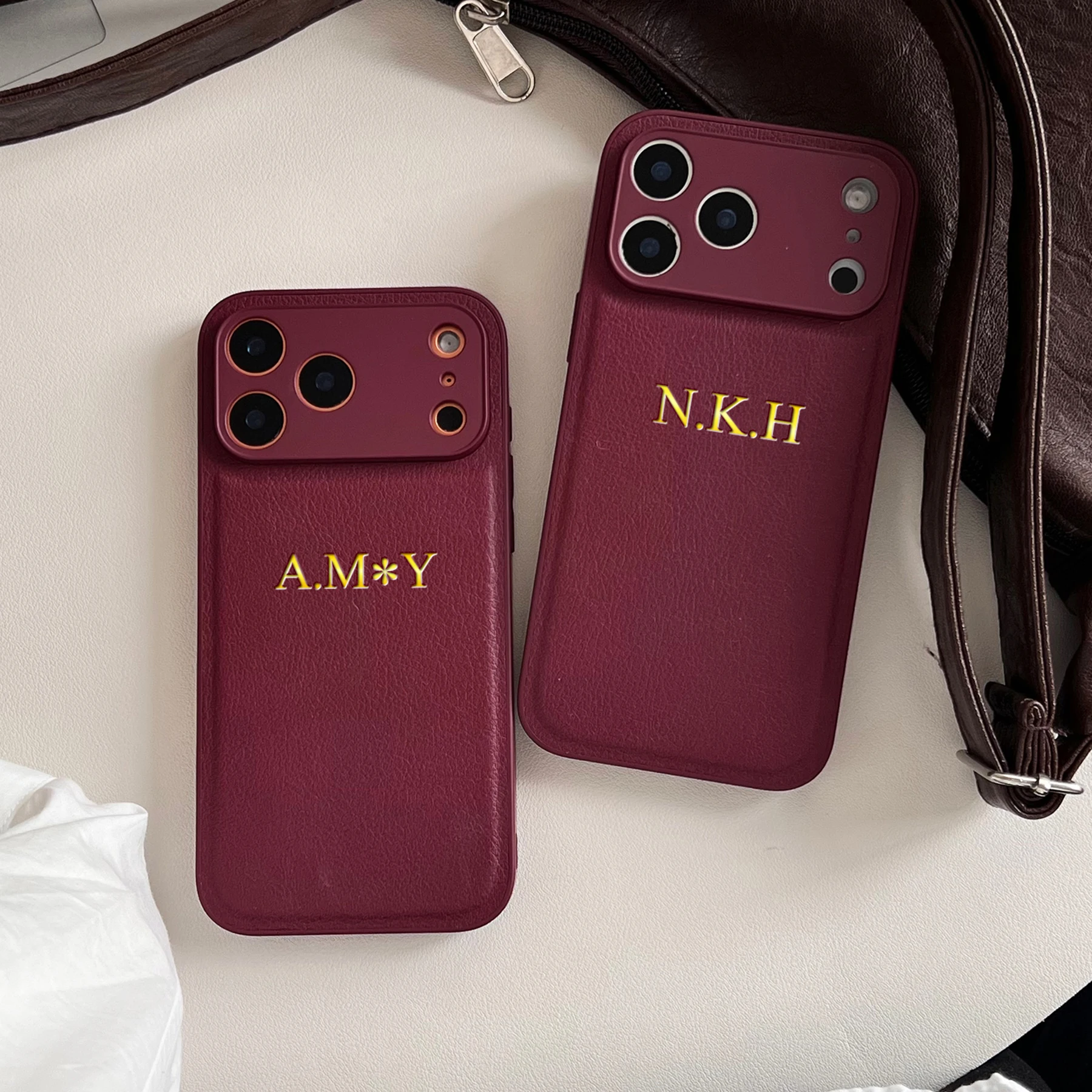 Custom Gold Foil Leather iPhone Case