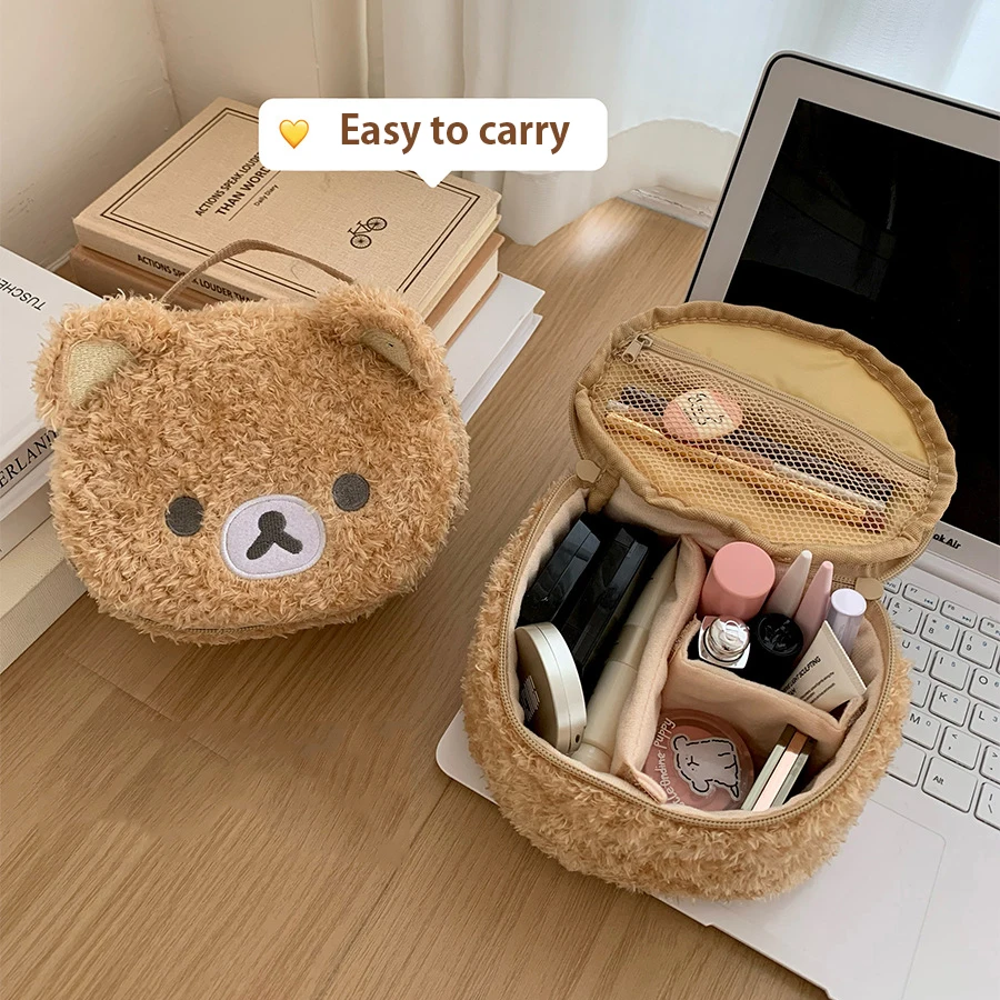 Anime Bear Plush Makeup Case and Organizer