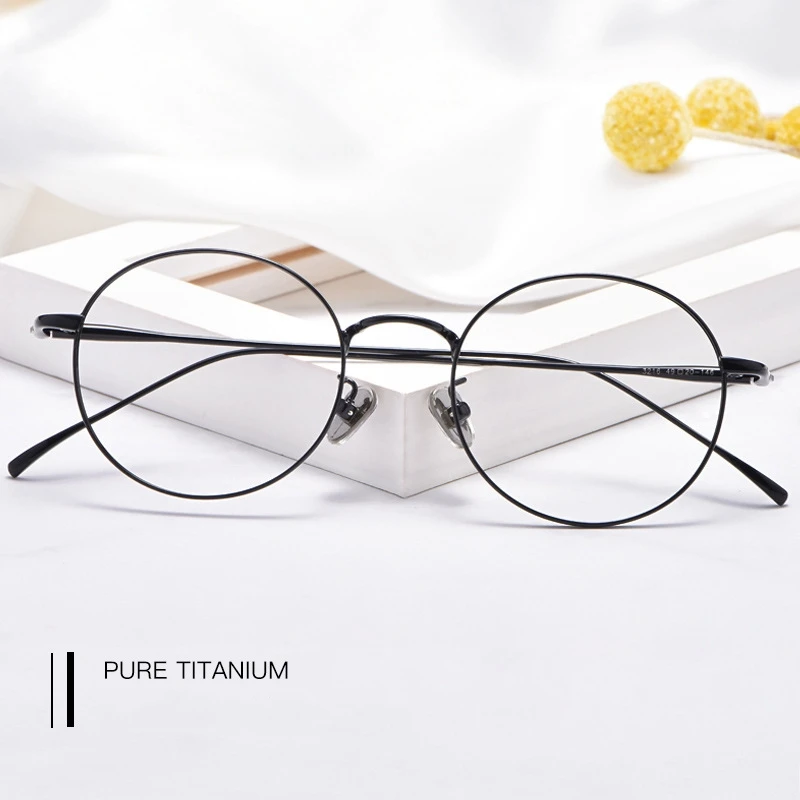 Pure Titanium Retro Glasses Frame for Myopia
