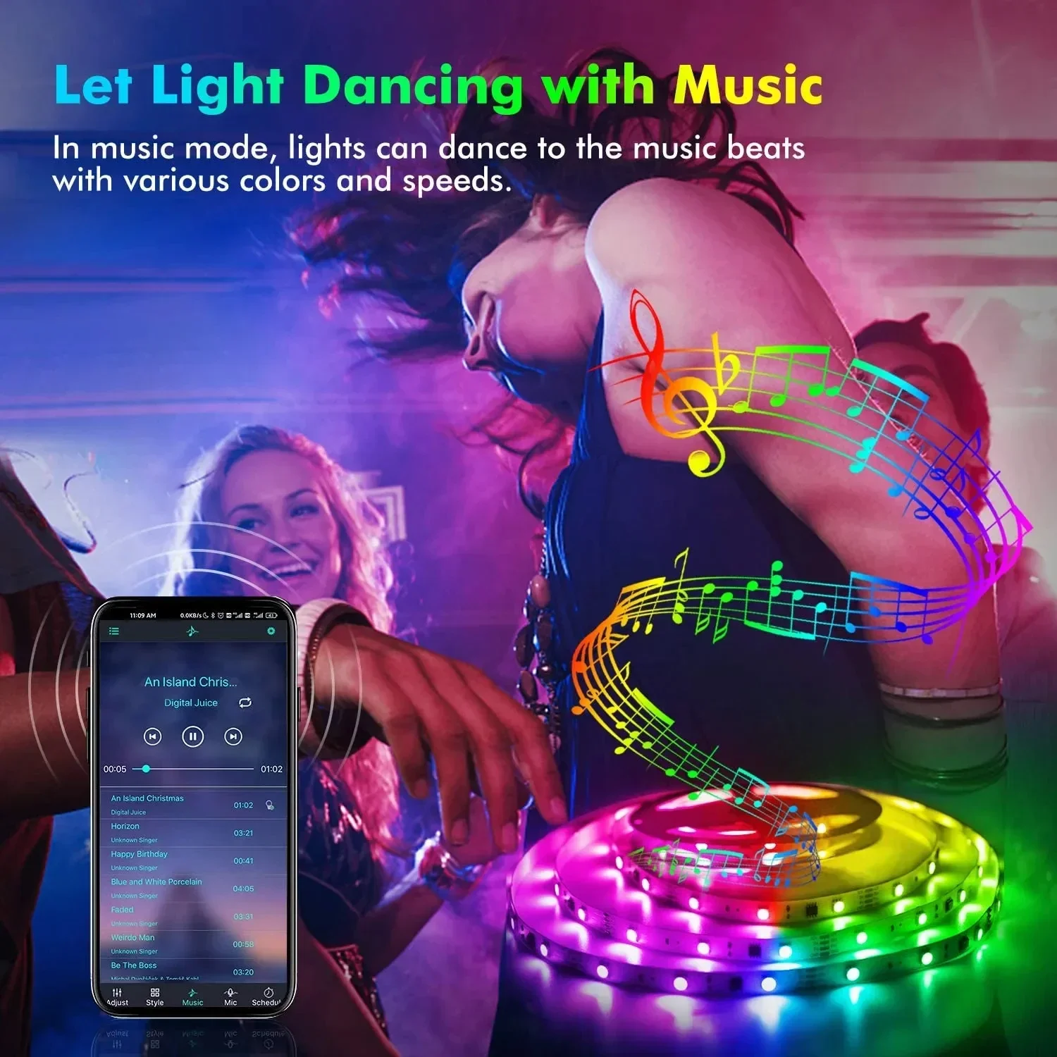 RGB LED Strip Light with Remote and App