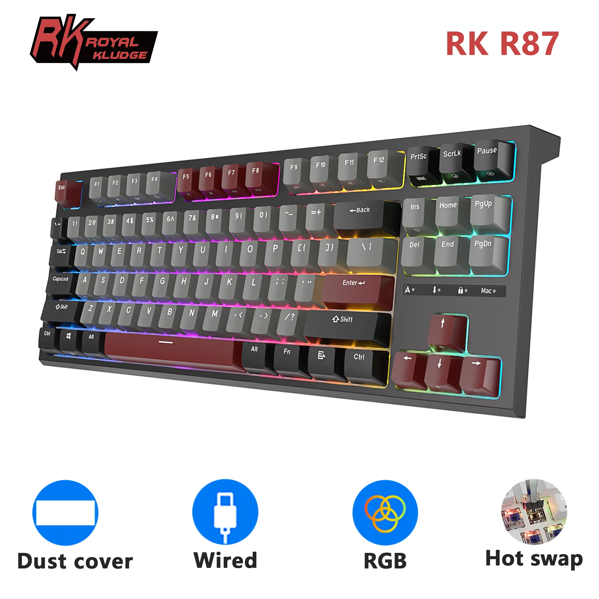 لوحة مفاتيح ألعاب برازيلية RK ROYAL KLUDGE R87