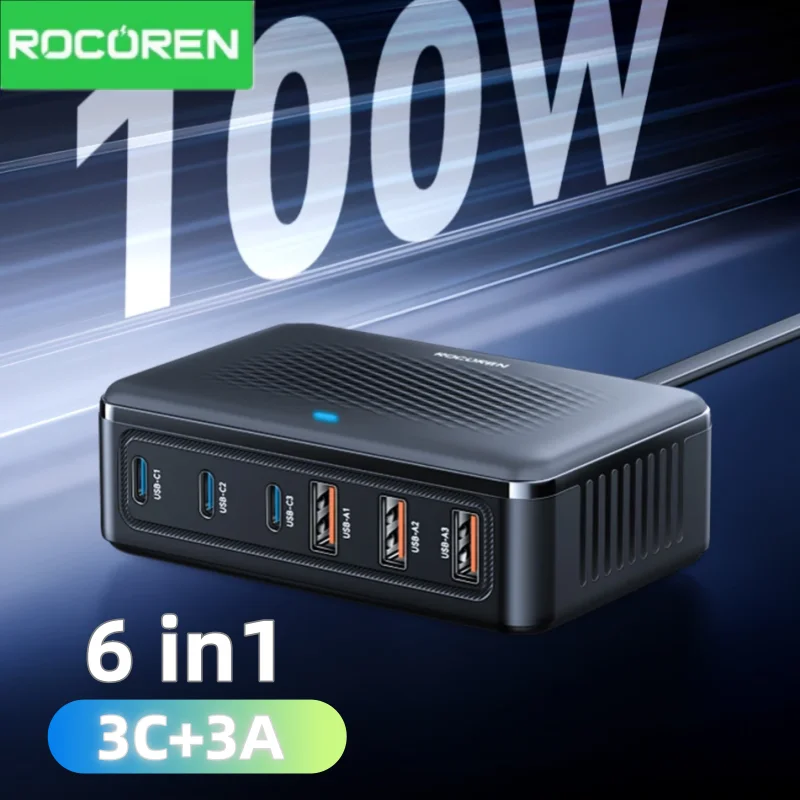Rocoren 100W GaN 6-Port USB Charger