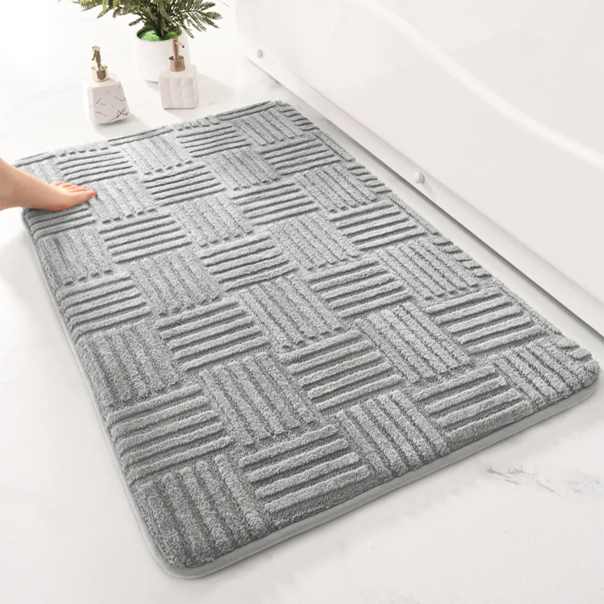 Thick Striped Non-Slip Bathroom Mat
