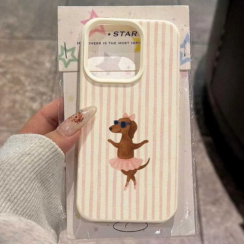 Striped Sausage Dog Phone Case for iPhone